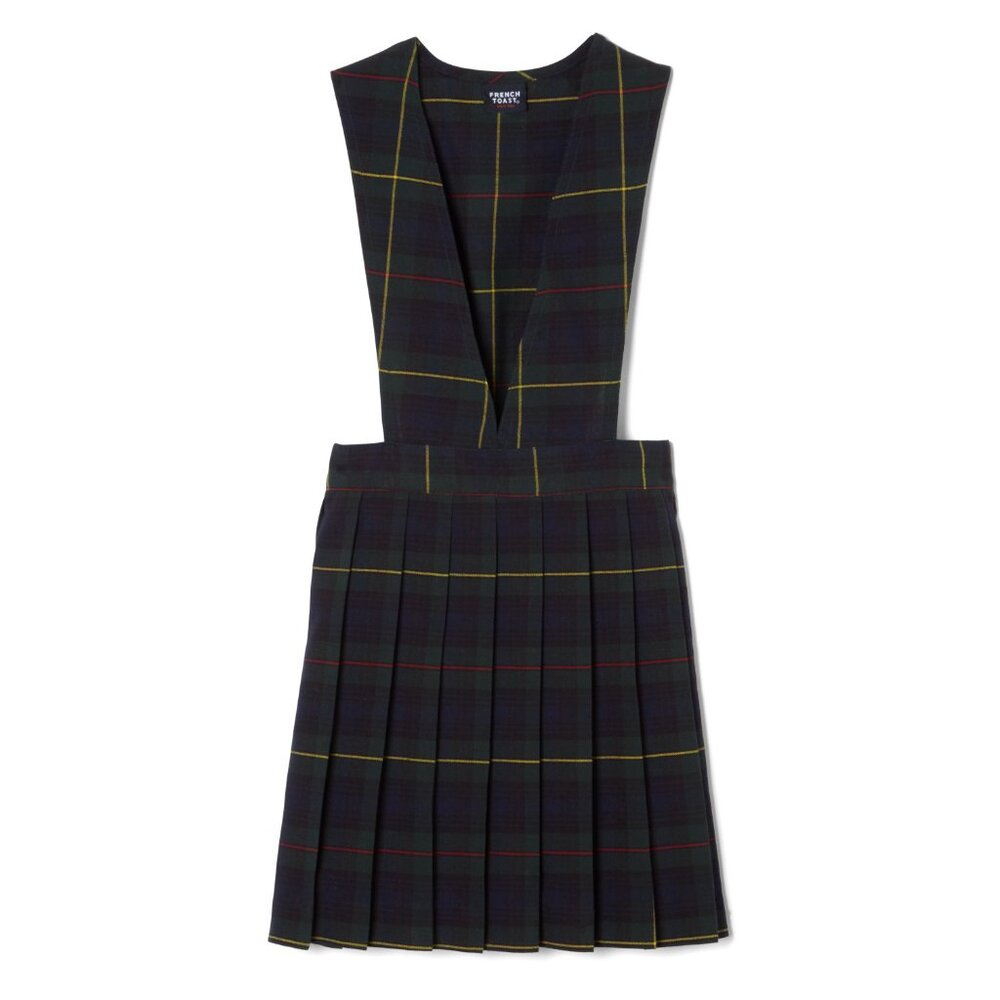 French Toast SY9002 Girls V-Neck Plaid Jumper Green